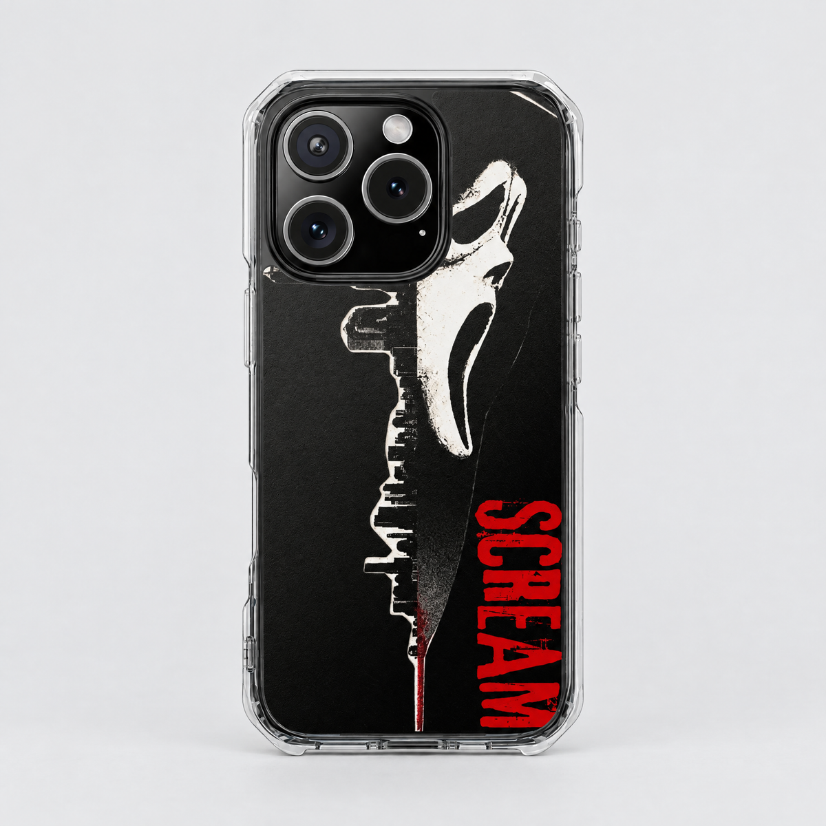 Scream (No Caller ID) clear MagSafe iPhone case by SoulCases, front view