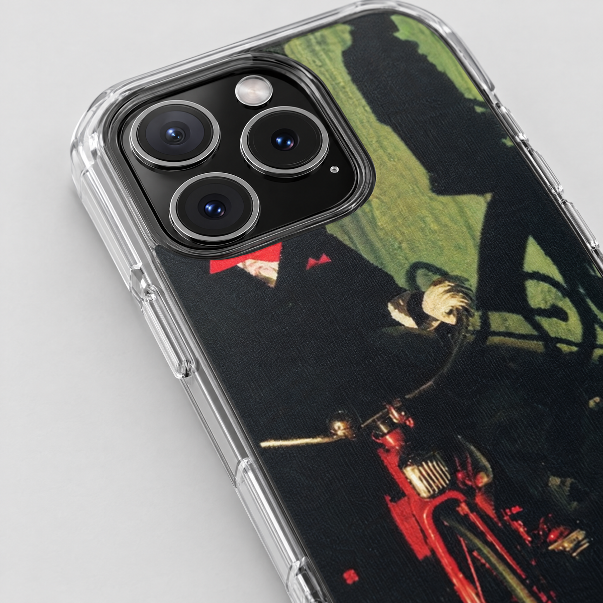 Midnight Game clear MagSafe iPhone case, close-up detail