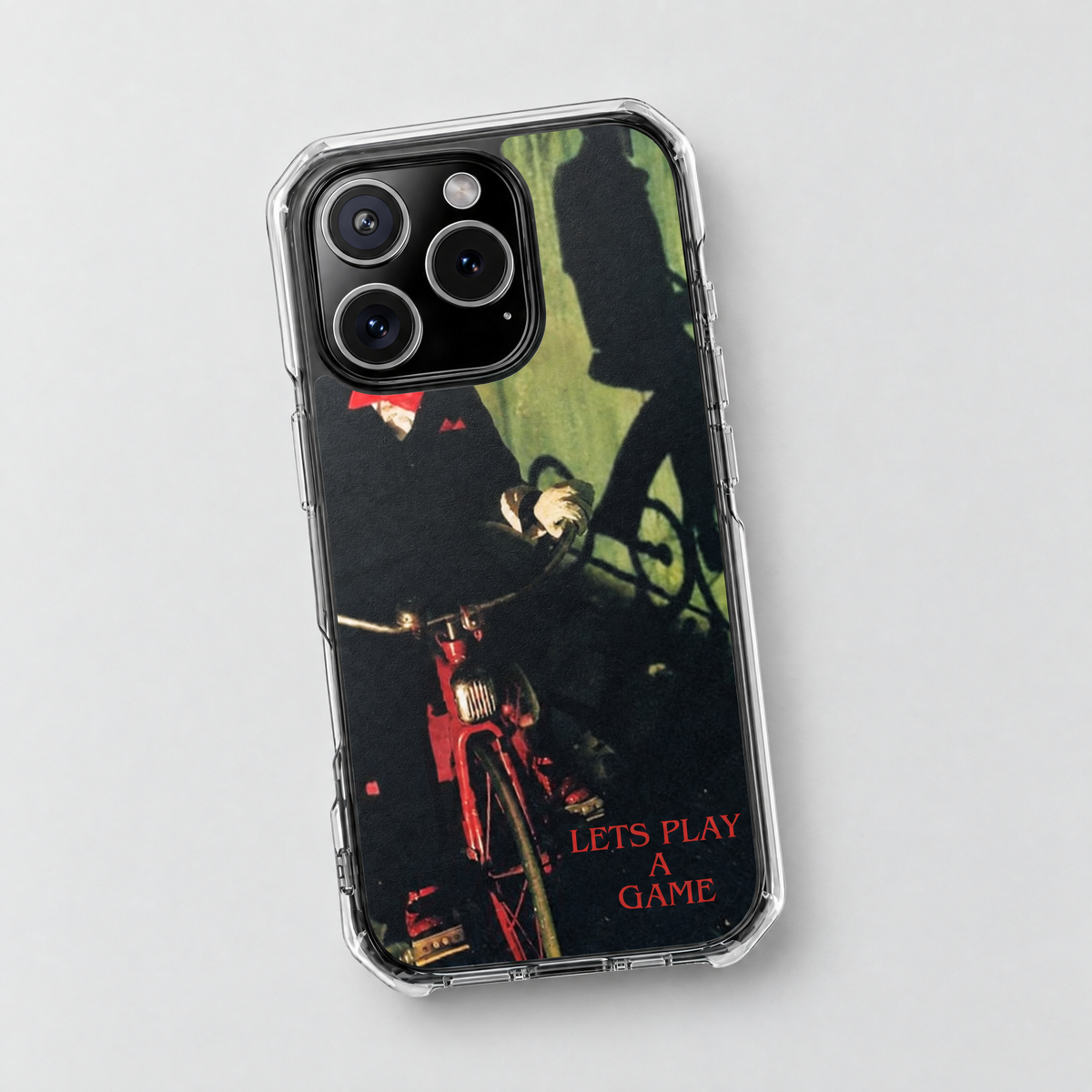 Midnight Game clear MagSafe iPhone case, flat lay view