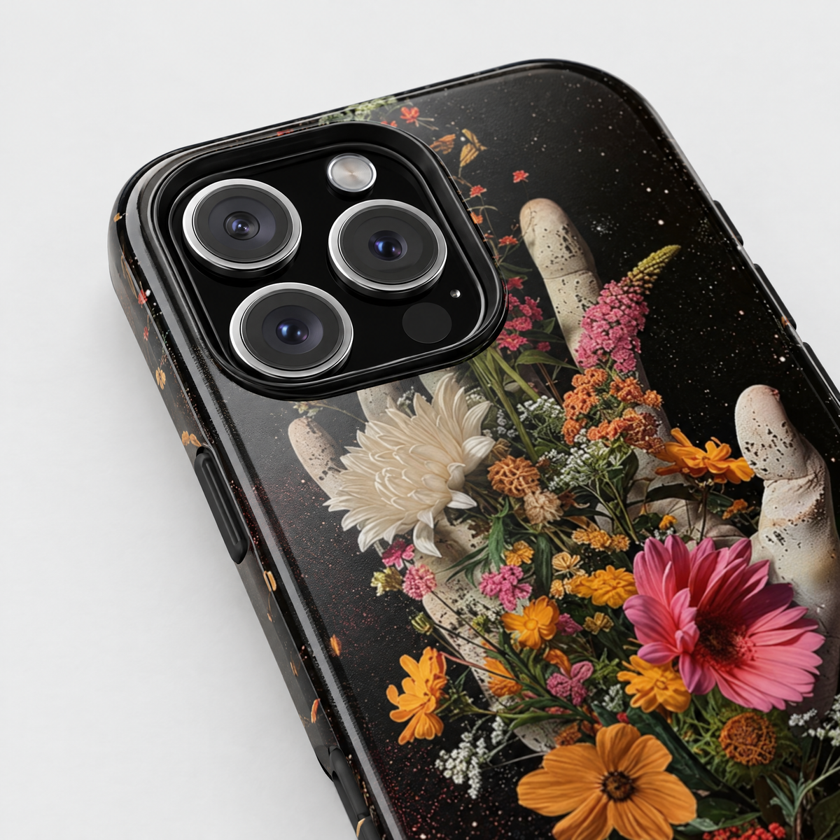 Bloom After Death protective iPhone case, close-up detail