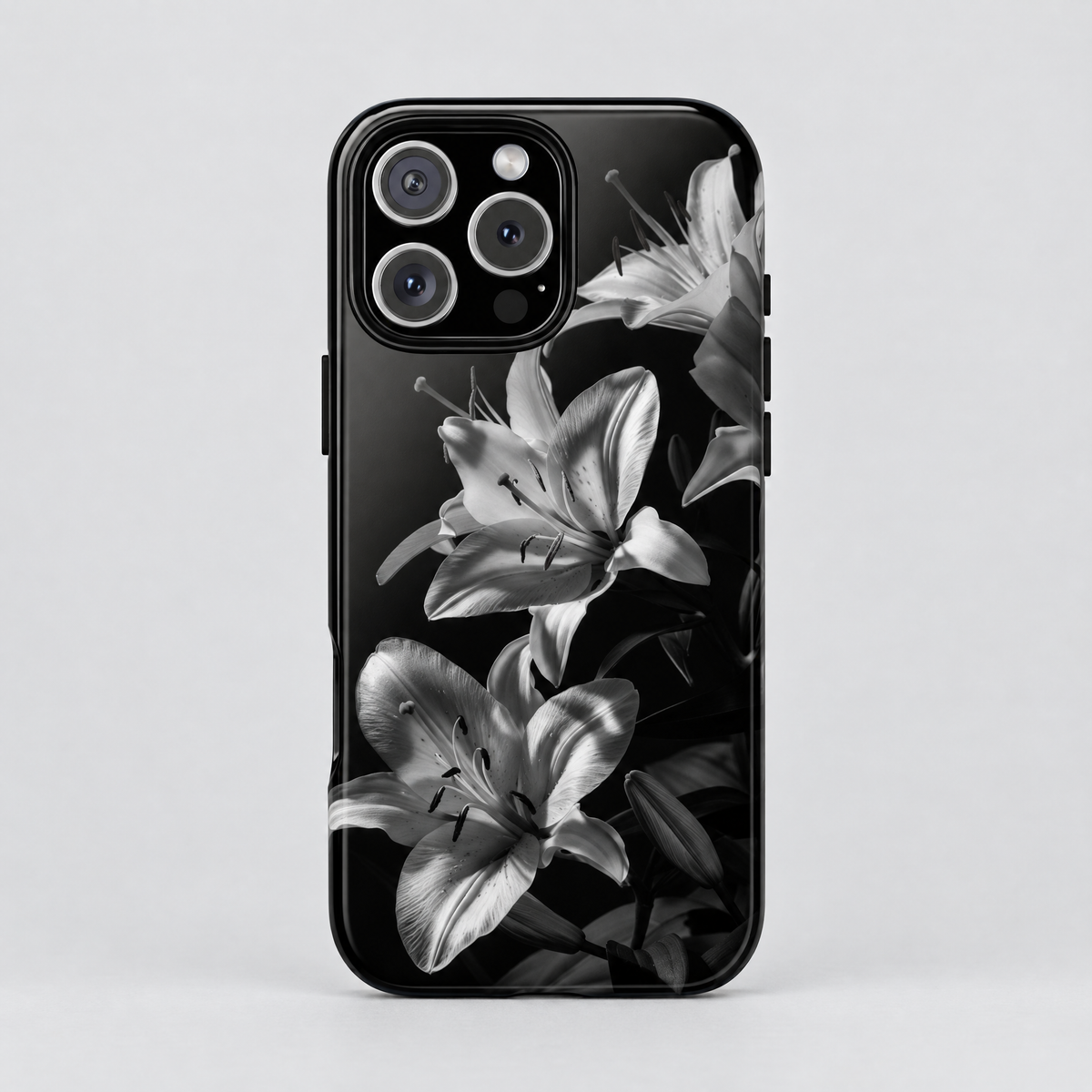 Noir Bloom protective iPhone case by SoulCases, front view