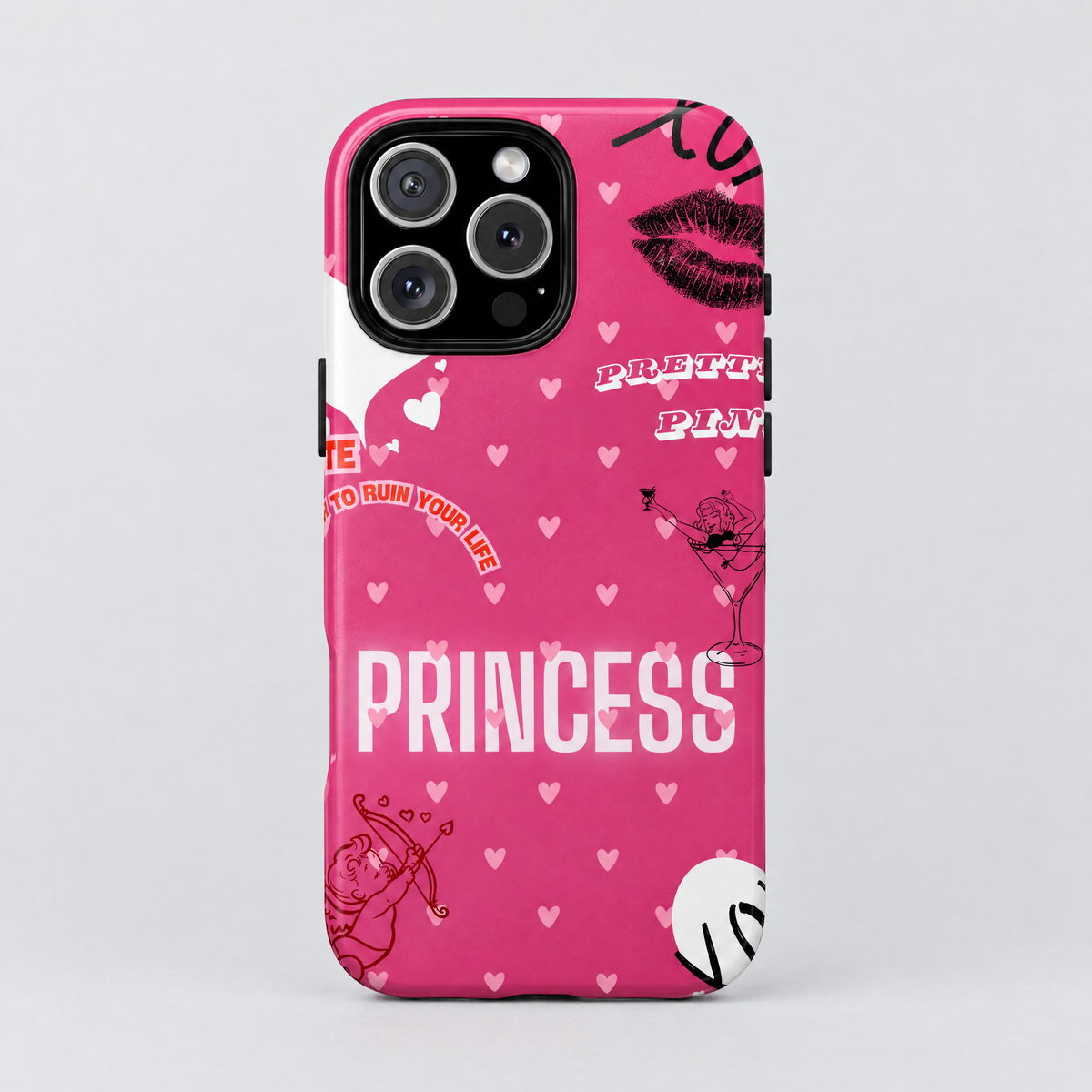 Pink Princess protective iPhone case by SoulCases, front view