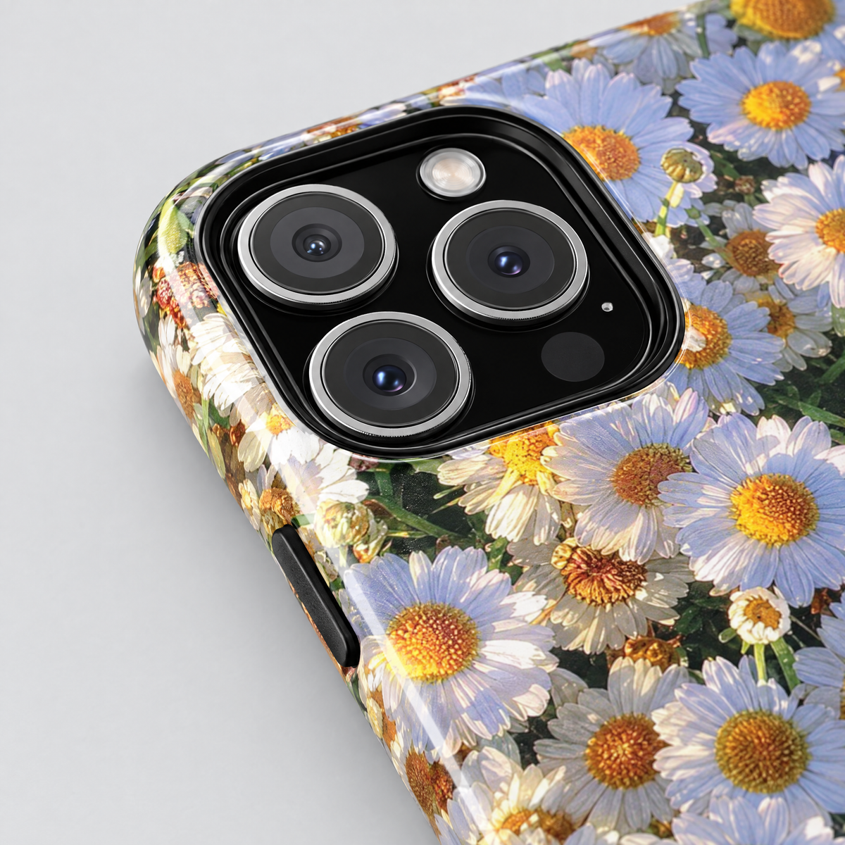 Daisy Drift protective iPhone case, close-up detail