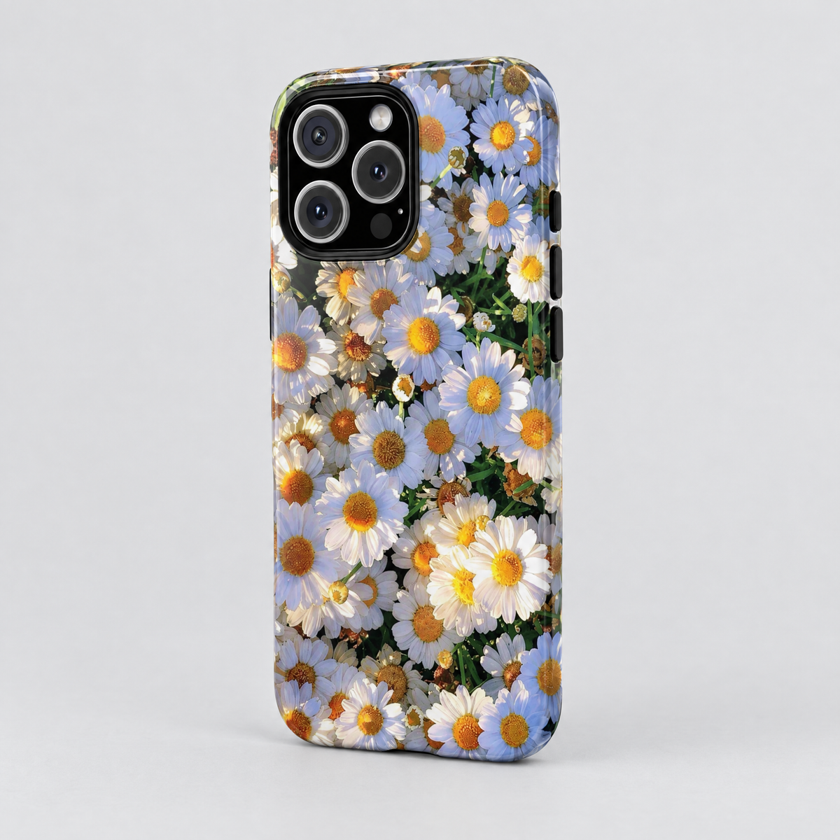Daisy Drift protective iPhone case, three-quarter angle view