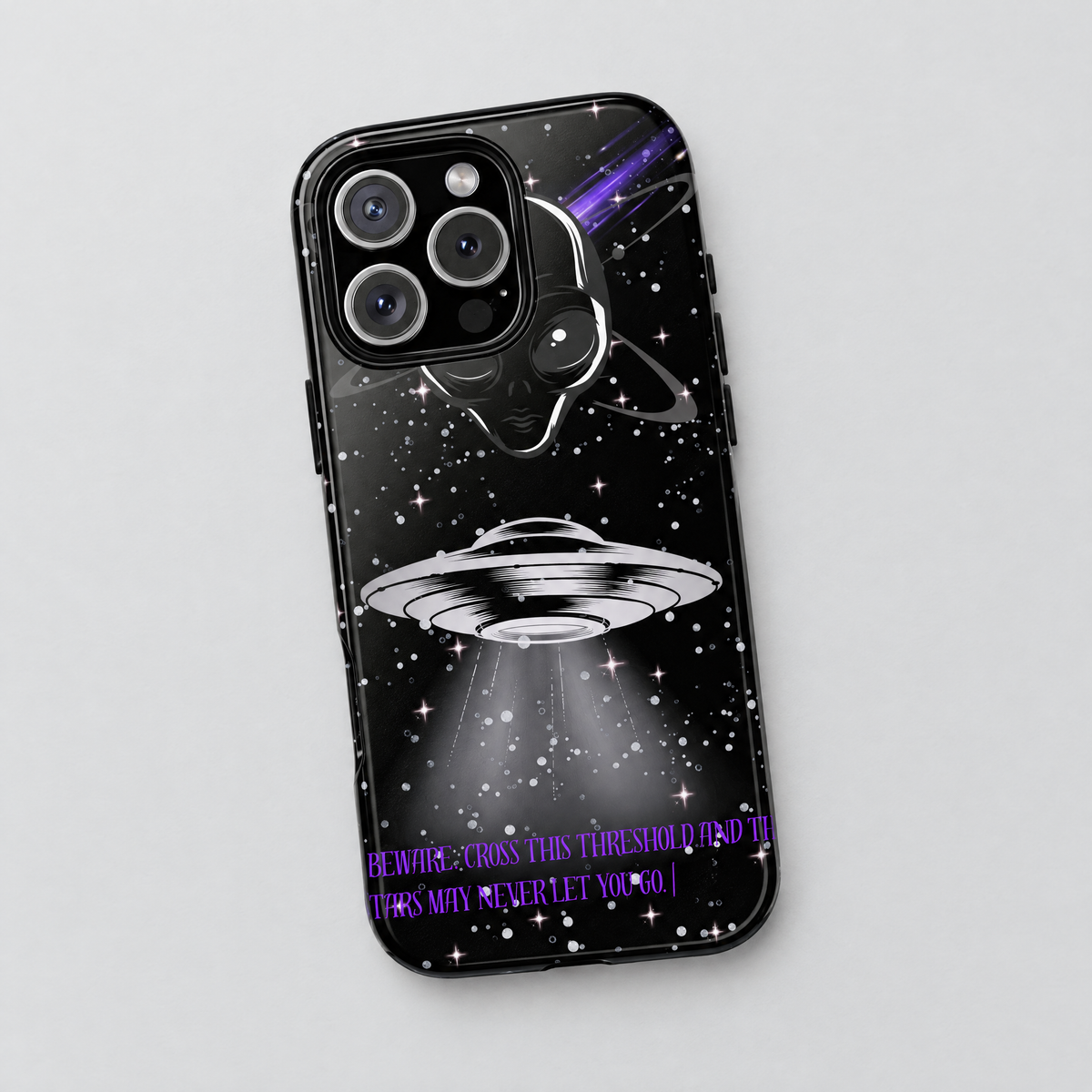 Last Broadcast protective iPhone case, flat lay view