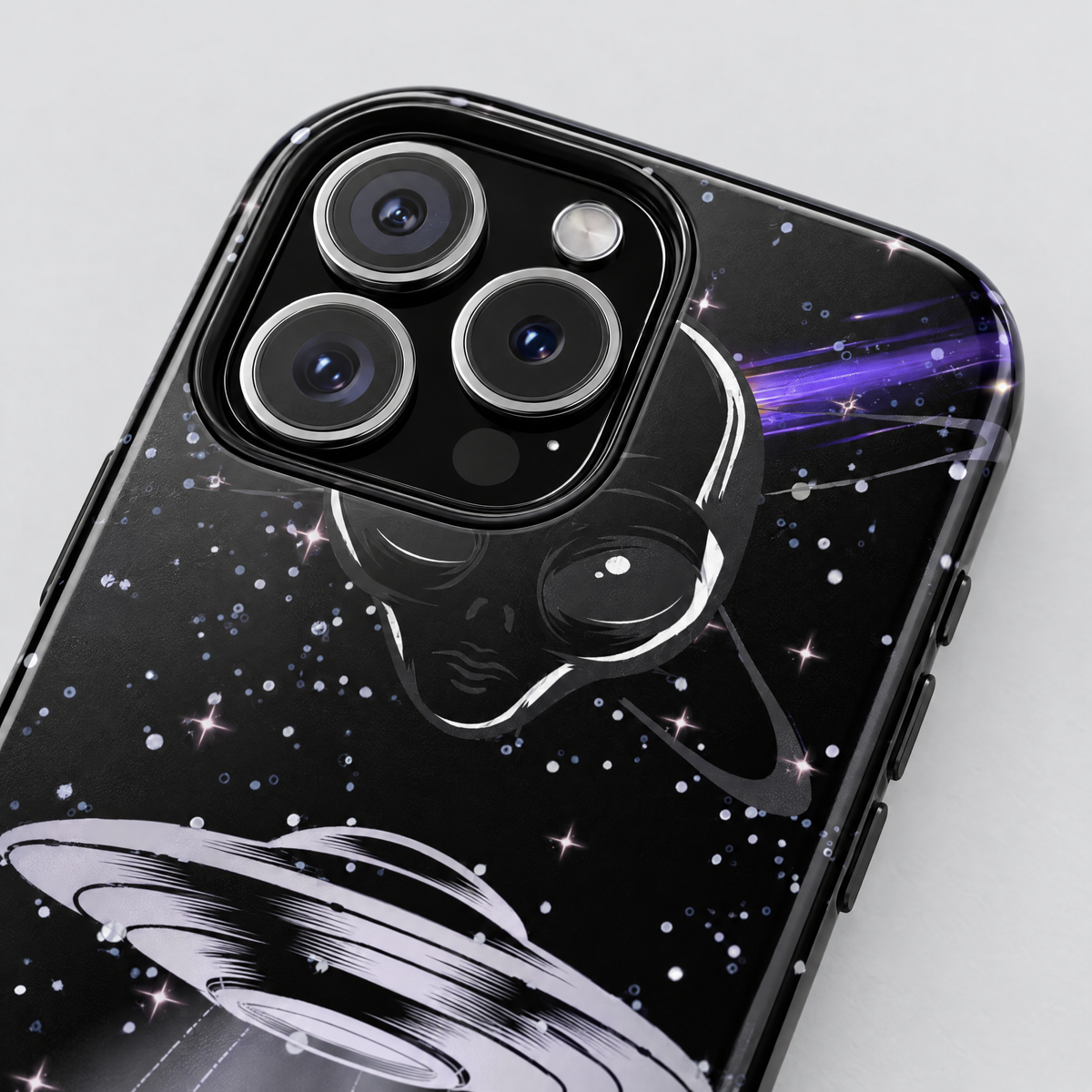 Last Broadcast protective iPhone case, close-up detail