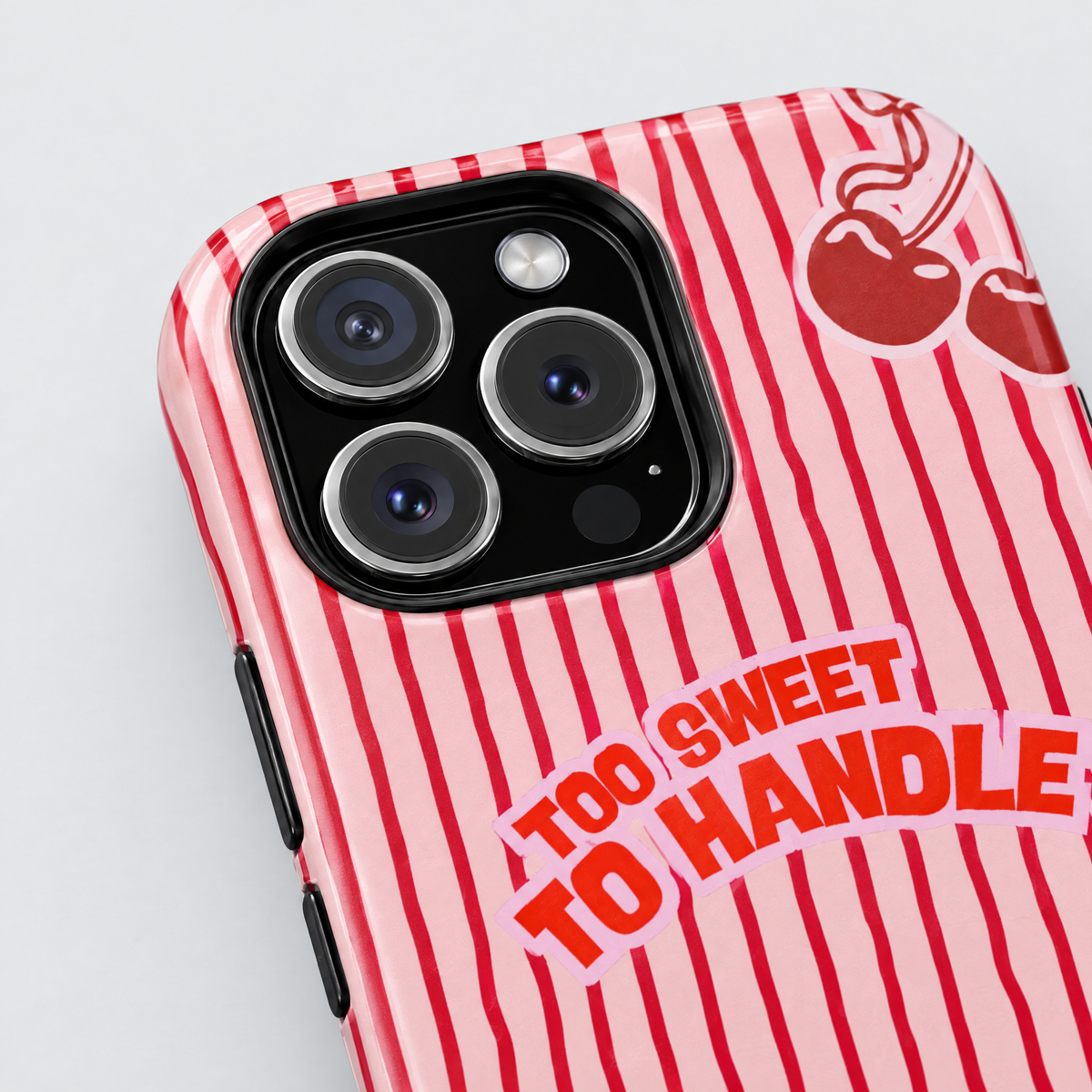 Sugar Rush protective iPhone case, close-up detail